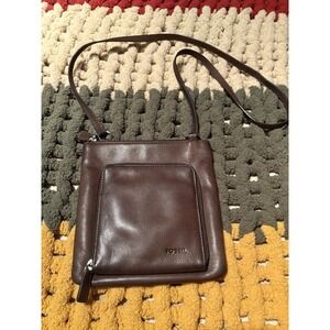 VTG Fossil Women's Harper Small Pebbled Leather Dark Brown Crossbody